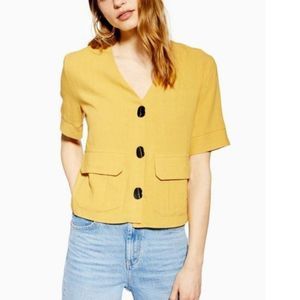 Topshop Yellow Button Down Top